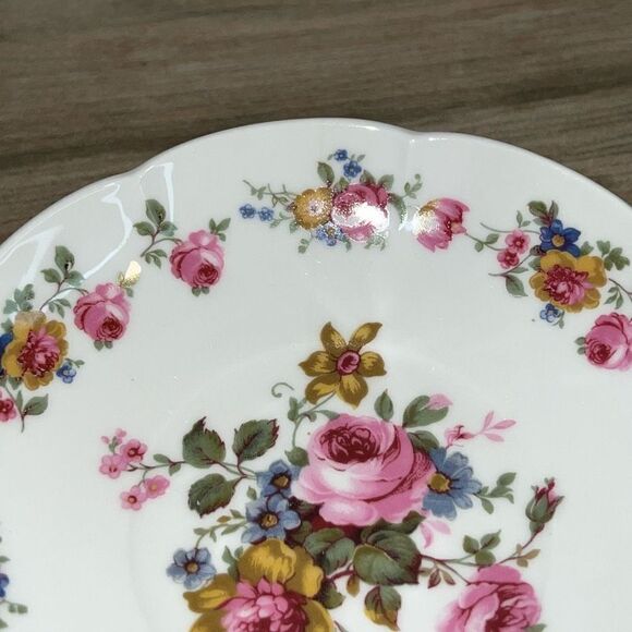 Vintage Limoges Floral Rose Porcelain Bowl White Pink And Green Made In France - Picture 8 of 11